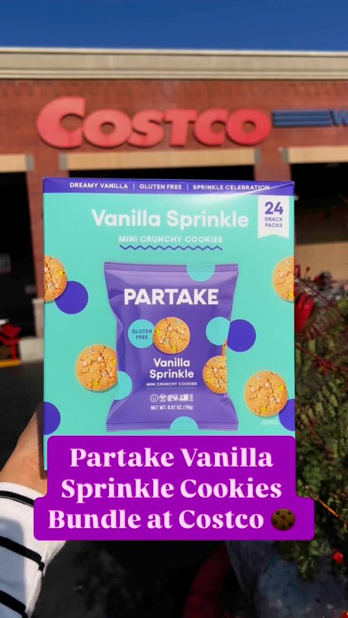 Instagram post by @costco.so.obsessed for Partake Foods. Caption reads: I’m so excited Costco carries these Partake....