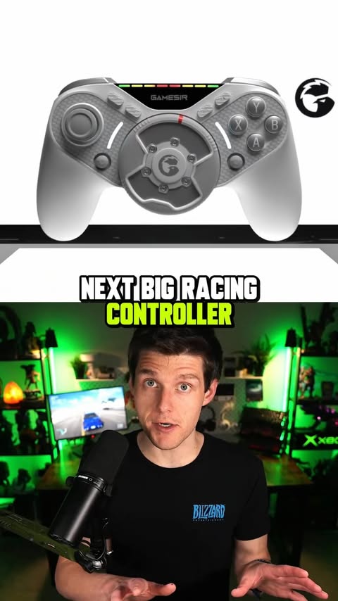 Instagram post by @jampacksam for GameSir. Caption reads: GameSir is making a racing controller with a [...].