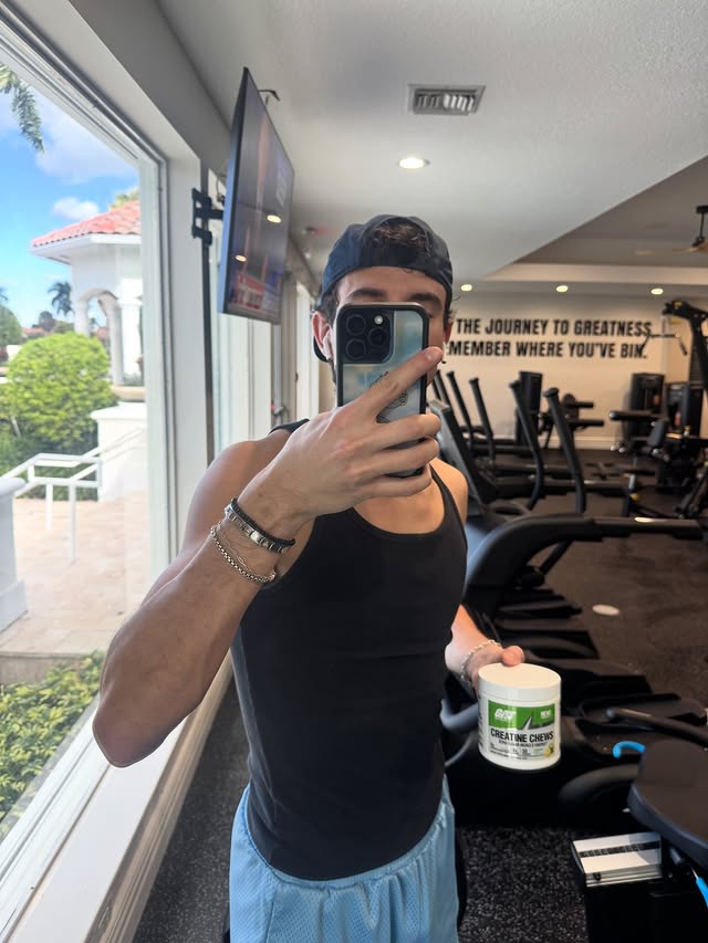 Instagram post by @m.mule22 for GAT Sport. Caption reads: [...] to shop @gat_sport #ad #CreatineChews....