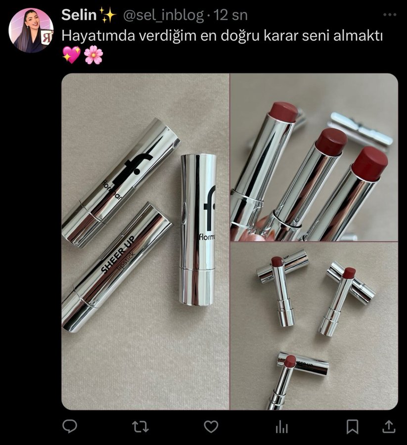 Instagram post by @sel_inblog for Flormar UAE. Caption reads: LİNKİ HİKAYEMDEEE💖🌸 kızlaaarr Flormar’in sheer....