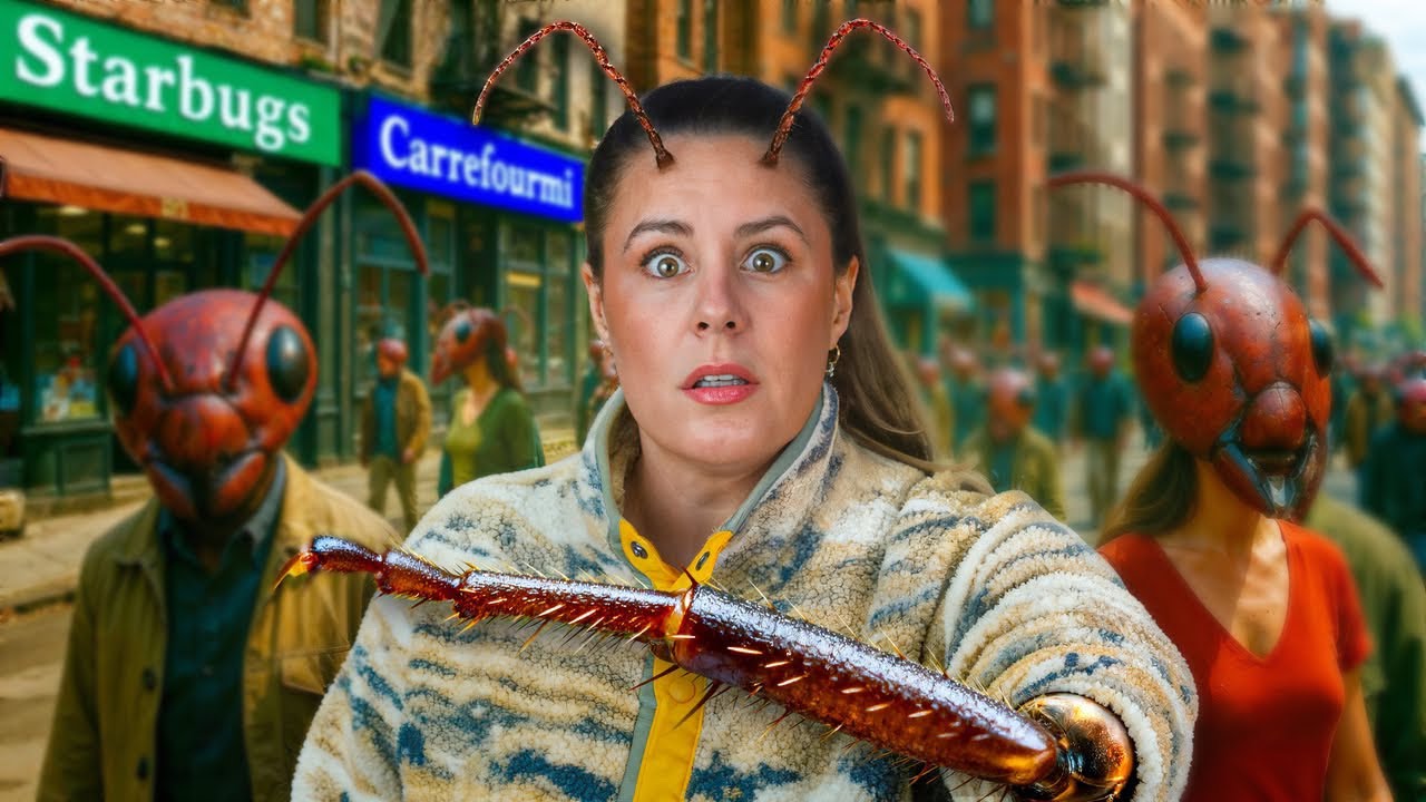 YouTube post by @JustHelena for Guinness World Records. Caption reads: The ANTS are going to replace us! (and no one is....