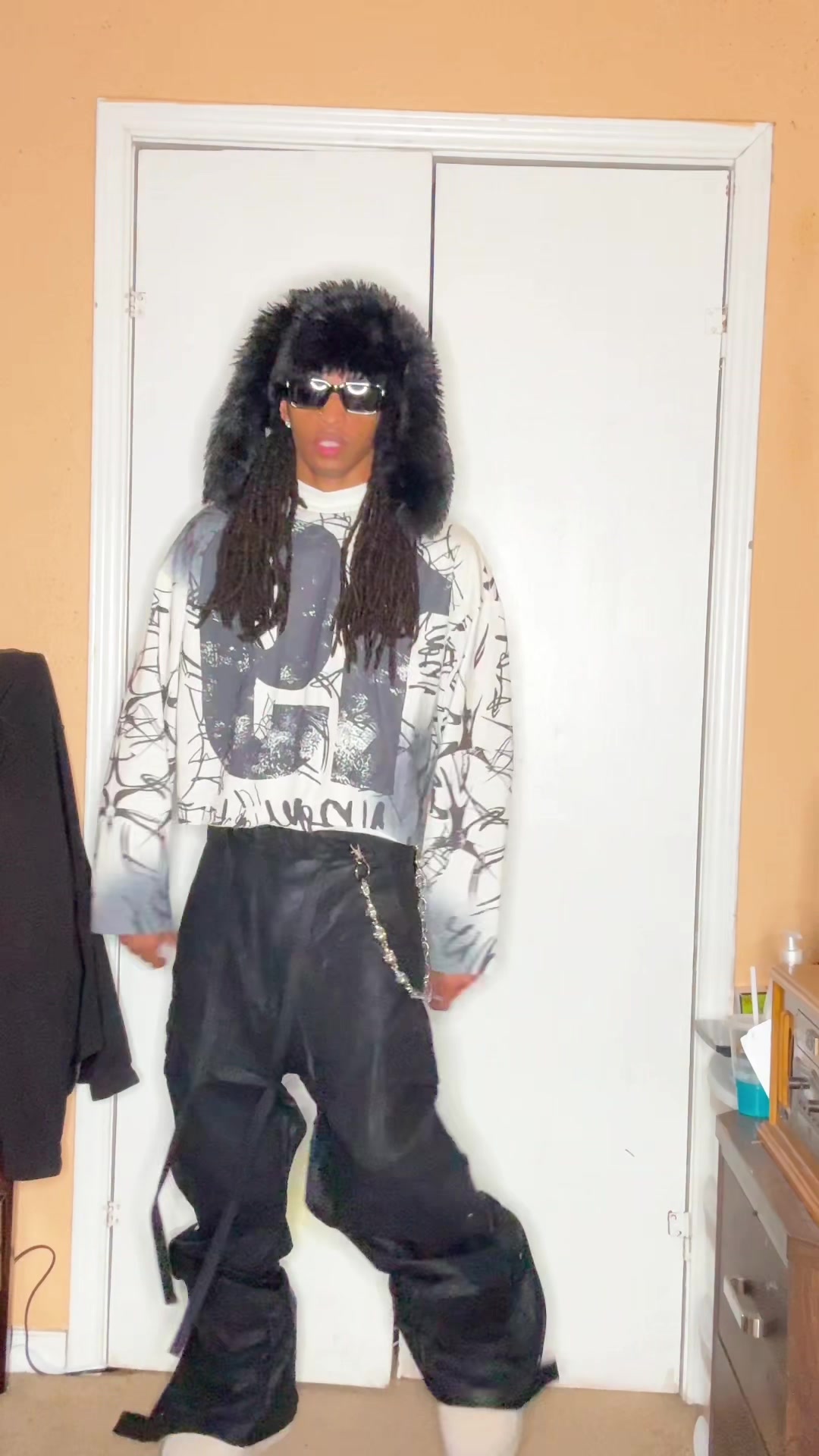 TikTok post by @jayyjiggaa for mnml. Caption reads: @mnml leather Pants so fire🔥 @MNML #fypシ [...].