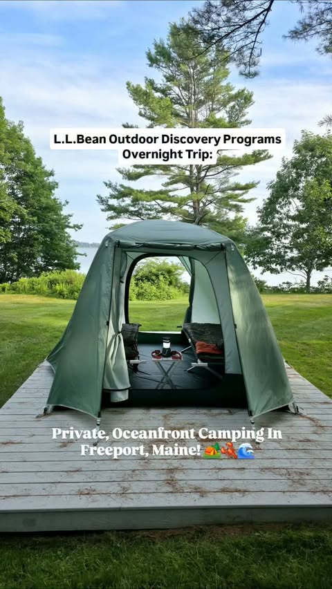 Instagram post by @travelingmainers for L.L.Bean. Caption reads: [...] Adventure Trip in Freeport Maine with....