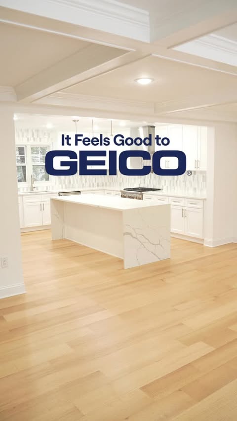 Instagram post by @weeklyhomecheck for Geico. Caption reads: [...] is why getting home insurance through GEICO....