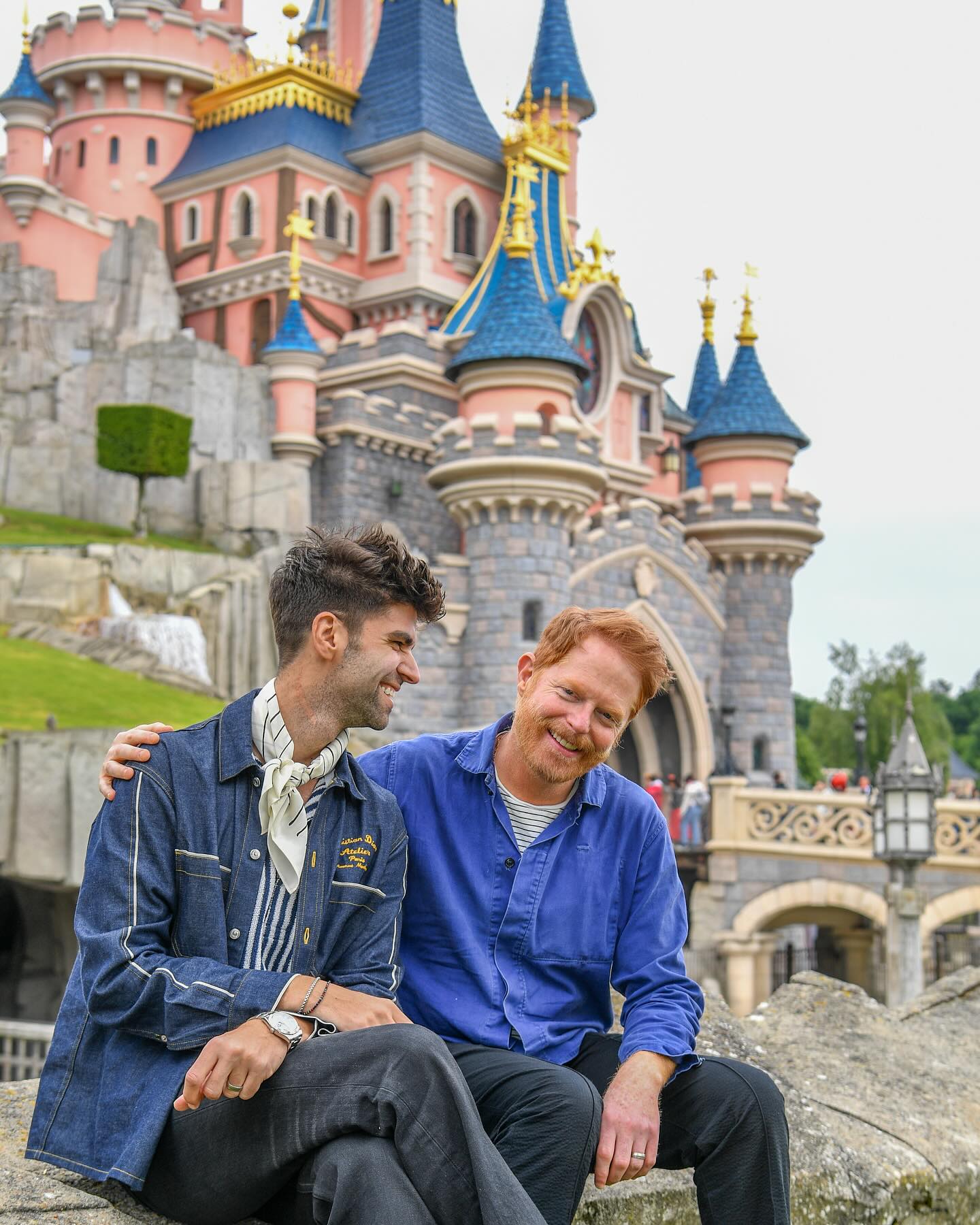 Instagram post by @justinmikita for Disneyland Paris. Caption reads: went to paris on my day off from Here We Are to....