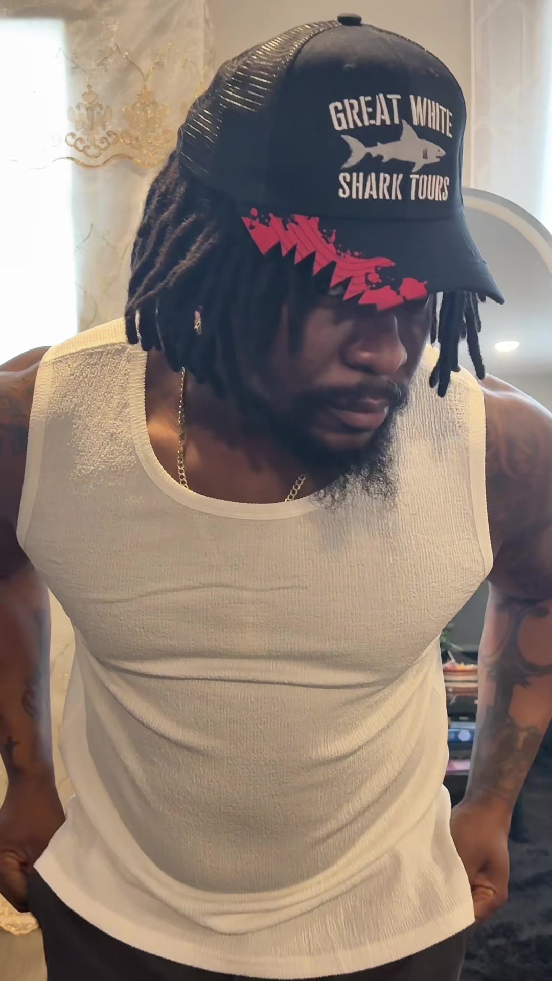TikTok post by @ventriloquist89 for Crazy Dog TShirts. Caption reads: [...] Caps for Men Trucker Standard @Crazy Dog....