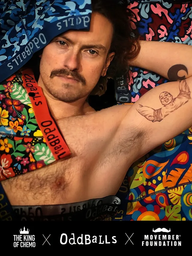 Instagram post by @thekingofchemo for Movember. Caption reads: [...] VERY EXCITING with @myoddballs, benefitting....