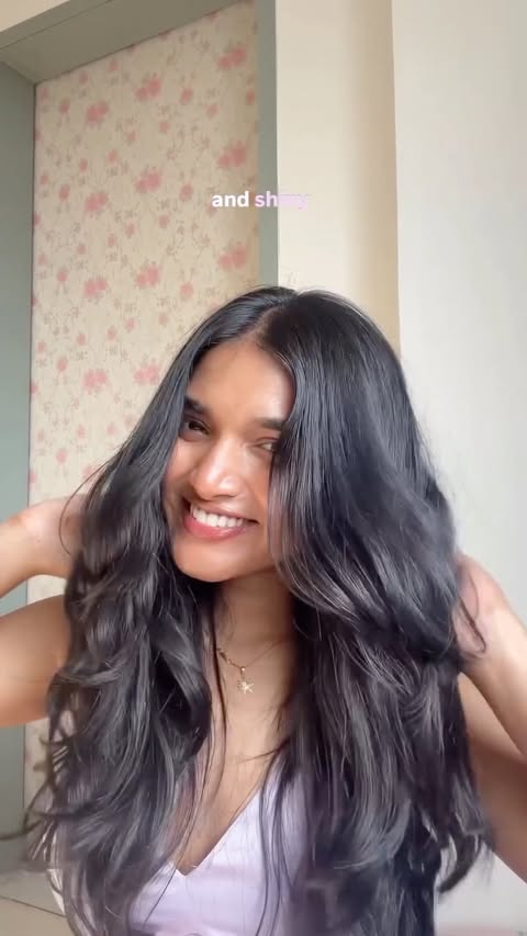 Instagram post by @shrutiishettyy for Love Beauty and Planet. Caption reads: [...] 😭 with this hair mask from....