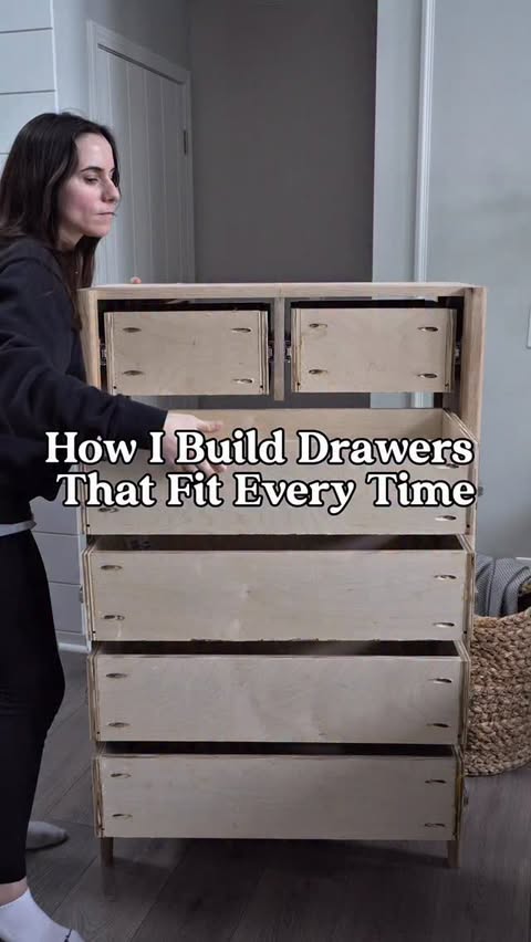 Instagram post by @builtbybecdesigns for Kreg Tool. Caption reads: Comment “drawers” for the full guide! #ad The....
