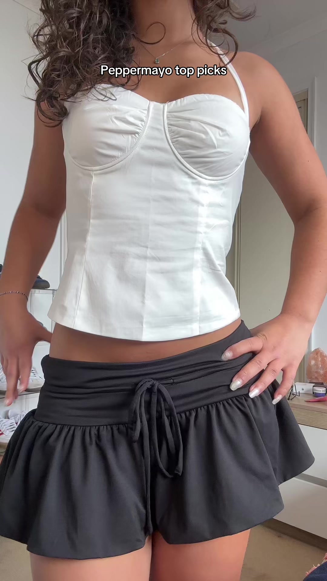 TikTok post by @nataliesmirnakos for PEPPERMAYO. Caption reads: @PEPPERMAYO #peppermayo #peppermayodress #ootd....