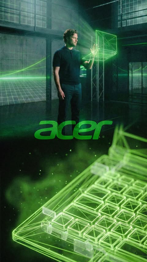 Instagram post by @justinserran for Acer. Caption reads: Most people think billboards like this require....