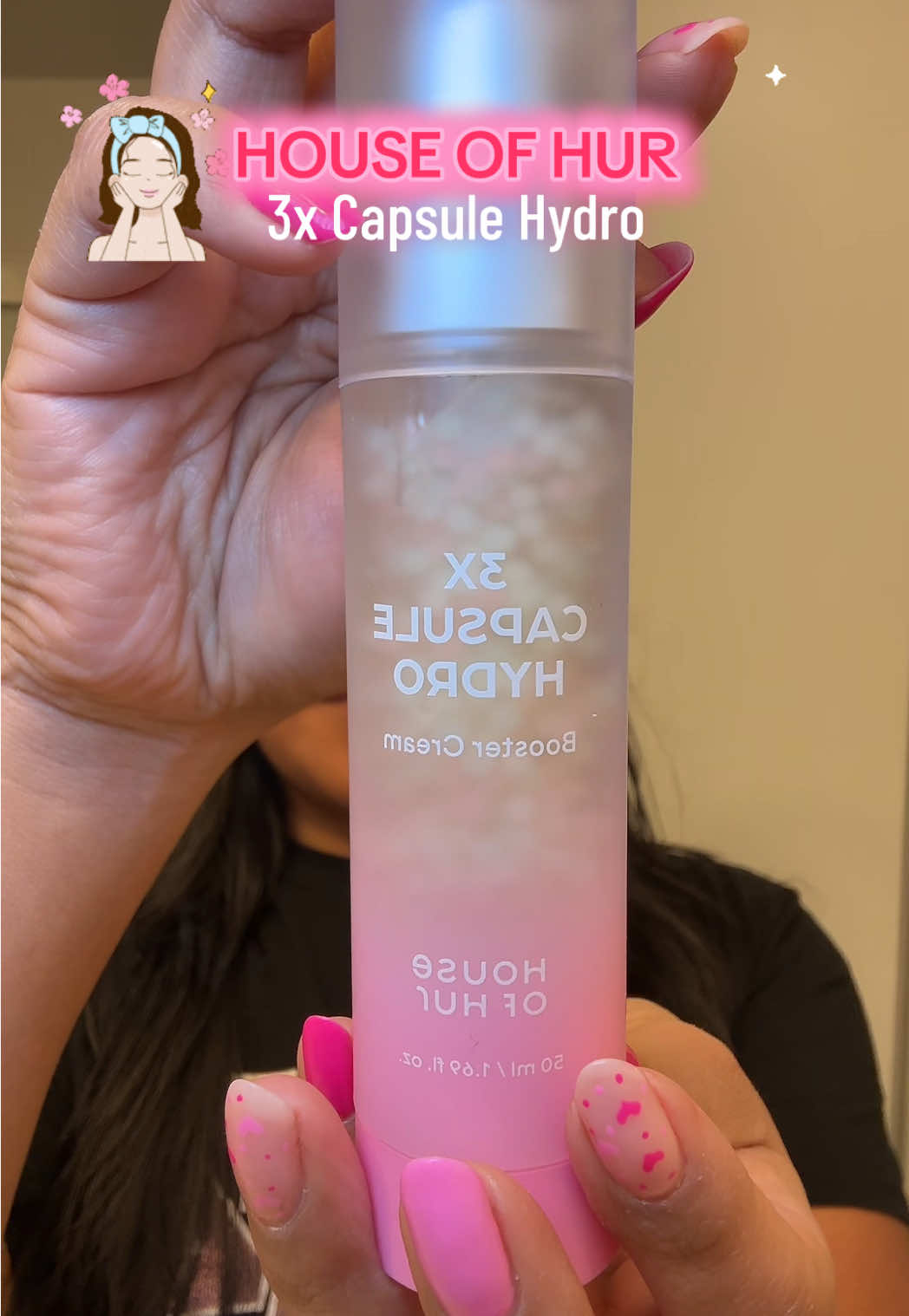 TikTok post by @gladysgalicia for House of Hur US. Caption reads: [...] 3x Capsule Hydro is the product 😍✨ @House....