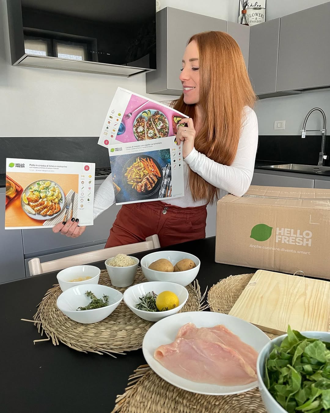 Instagram post by @vaneblandy for HelloFresh. Caption reads: Non è mai scoccata la scintilla tra me e la cucina....