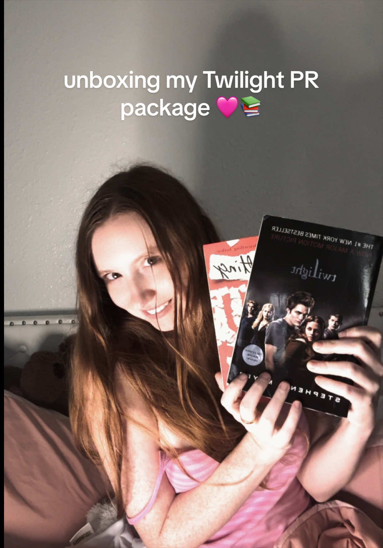 TikTok post by @ghostieparadise for ThriftBooks. Caption reads: [...] to read Twilight + Regretting You....