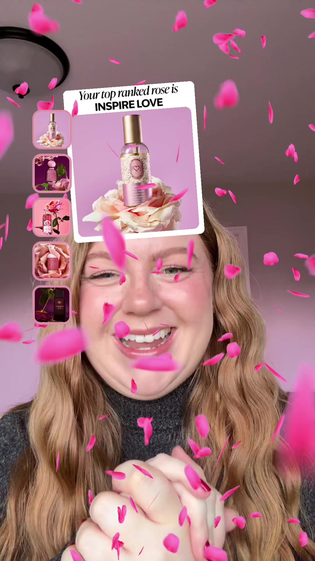 TikTok post by @skylajeanking for Bath & Body Works. Caption reads: [...] favorites correctly? #RoseYourWay @Bath &....