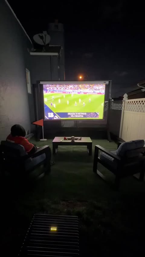 Instagram post by @avwooddesigns for The Home Depot. Caption reads: #ad Backyard officially 2026 FIFA World Cup ready....