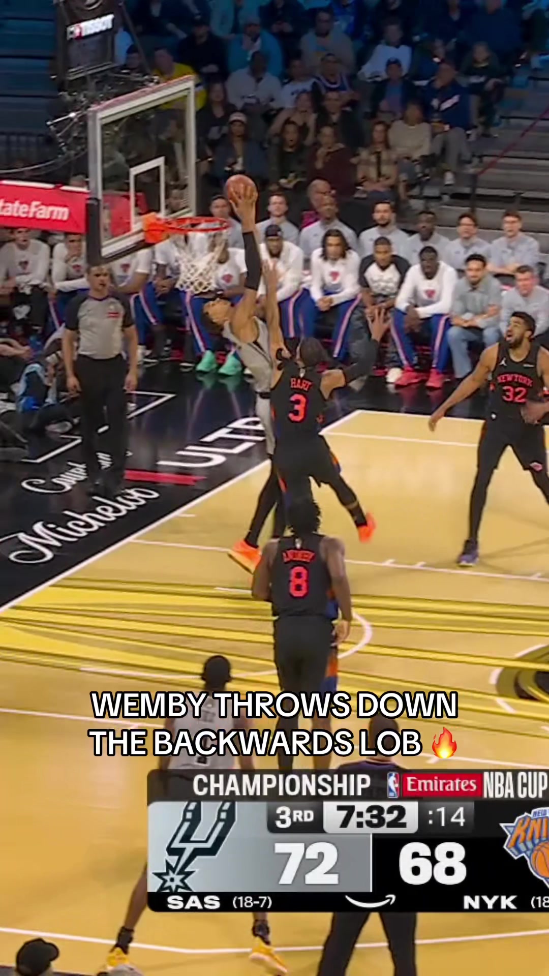 TikTok post by @houseofhighlights for AT&T. Caption reads: Wemby is unstoppable 💪 @AT&T #wemby #spurs....