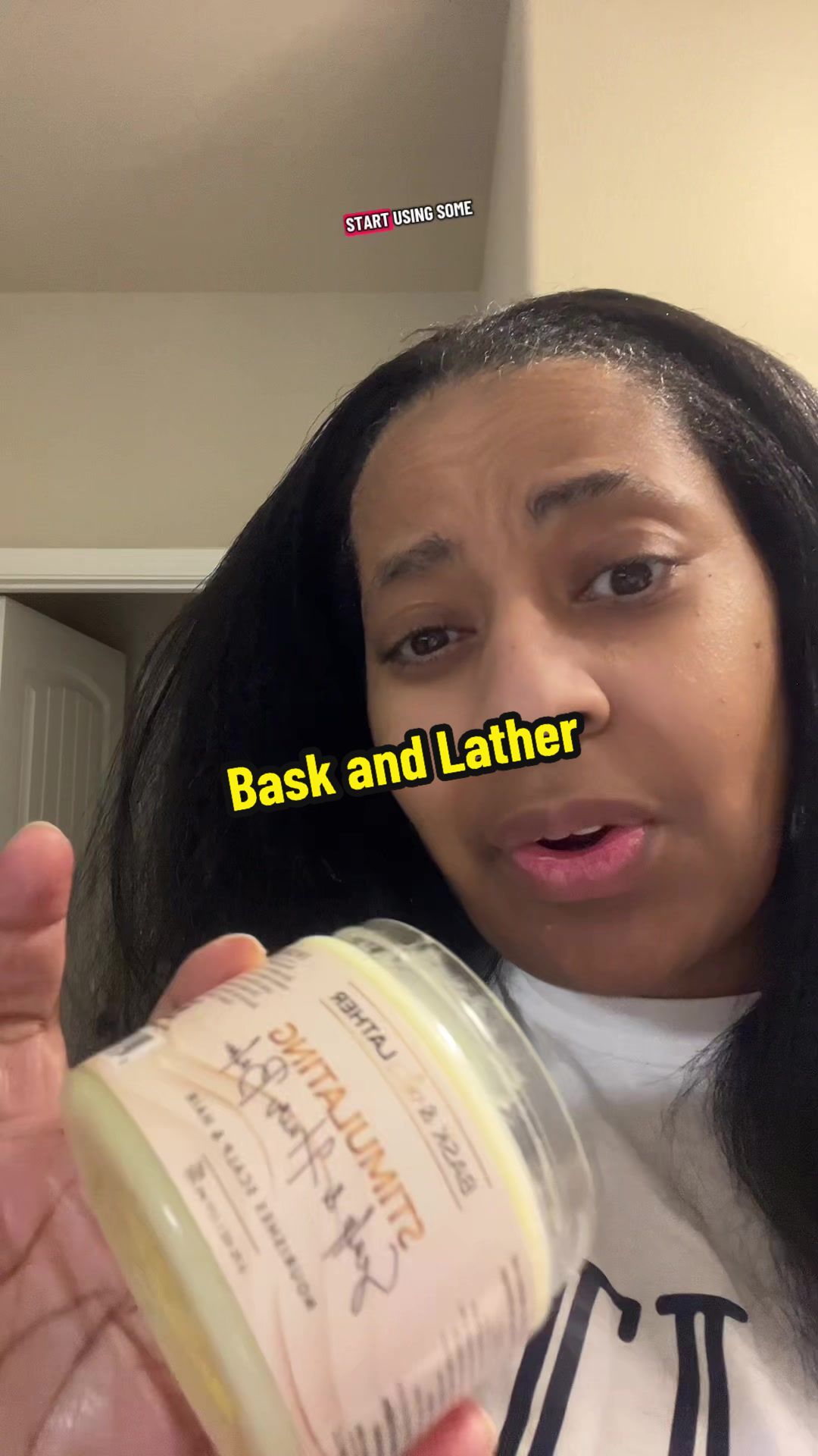 TikTok post by @iamaliciawebb for Bask and Lather Co. Caption reads: [...] scalp and hair balm by @Bask and Lather Co....