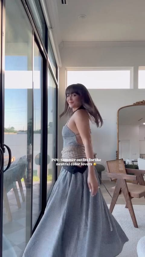 Instagram post by @spanglishfashion for REVOLVE. Caption reads: [...] the neutral color lovers ☀️ Dress via....