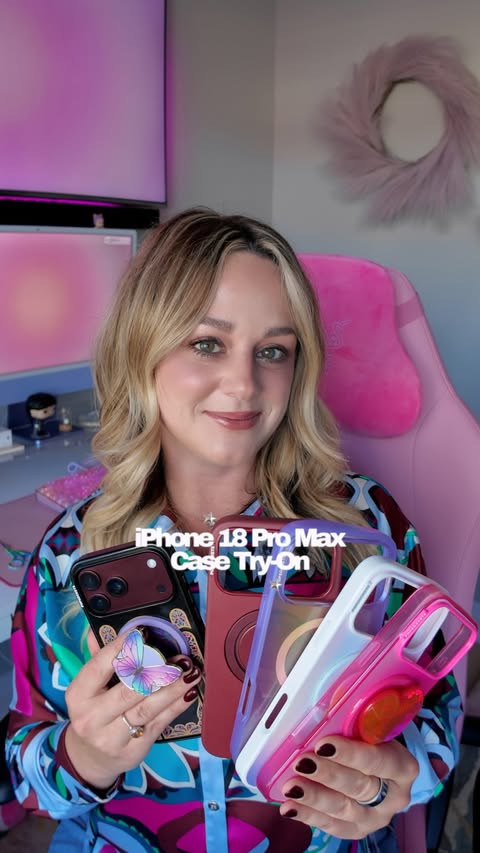 Instagram post by @livcharette for PopSockets. Caption reads: [...] 18 Pro Max needed its first first and....