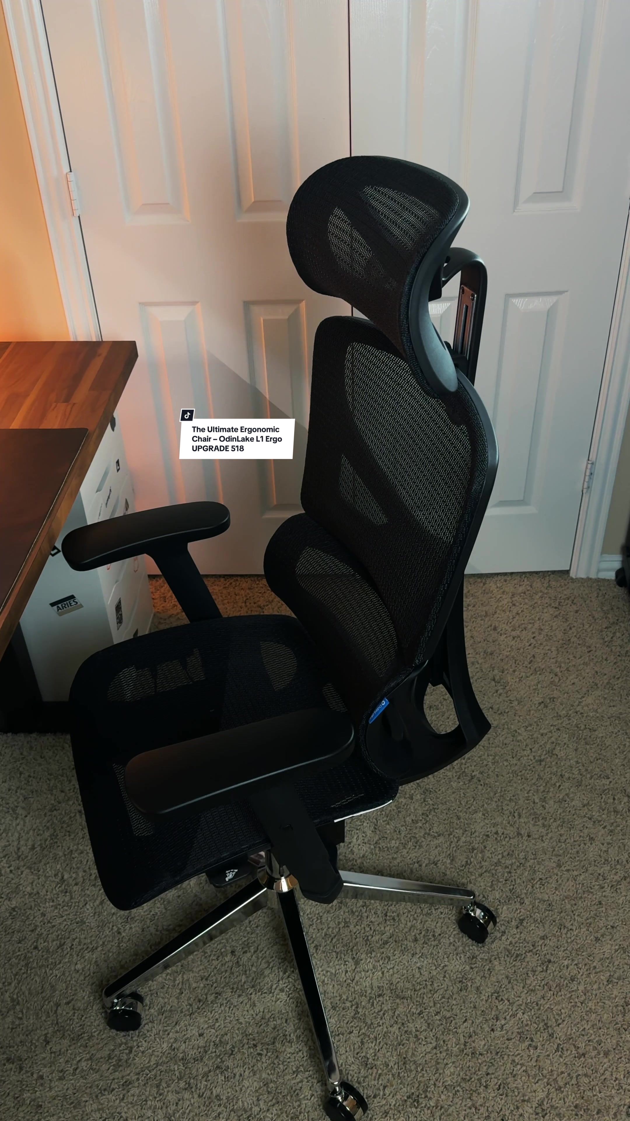 TikTok post by @imaaduddinn for OdinLake. Caption reads: The Ultimate Ergonomic Chair – @OdinLake Official....