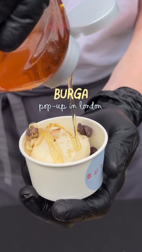 Instagram post by @digitaldiarylondon for BURGA. Caption reads: London’s first mesimeri with BURGA 🌞🫒🍦✨....