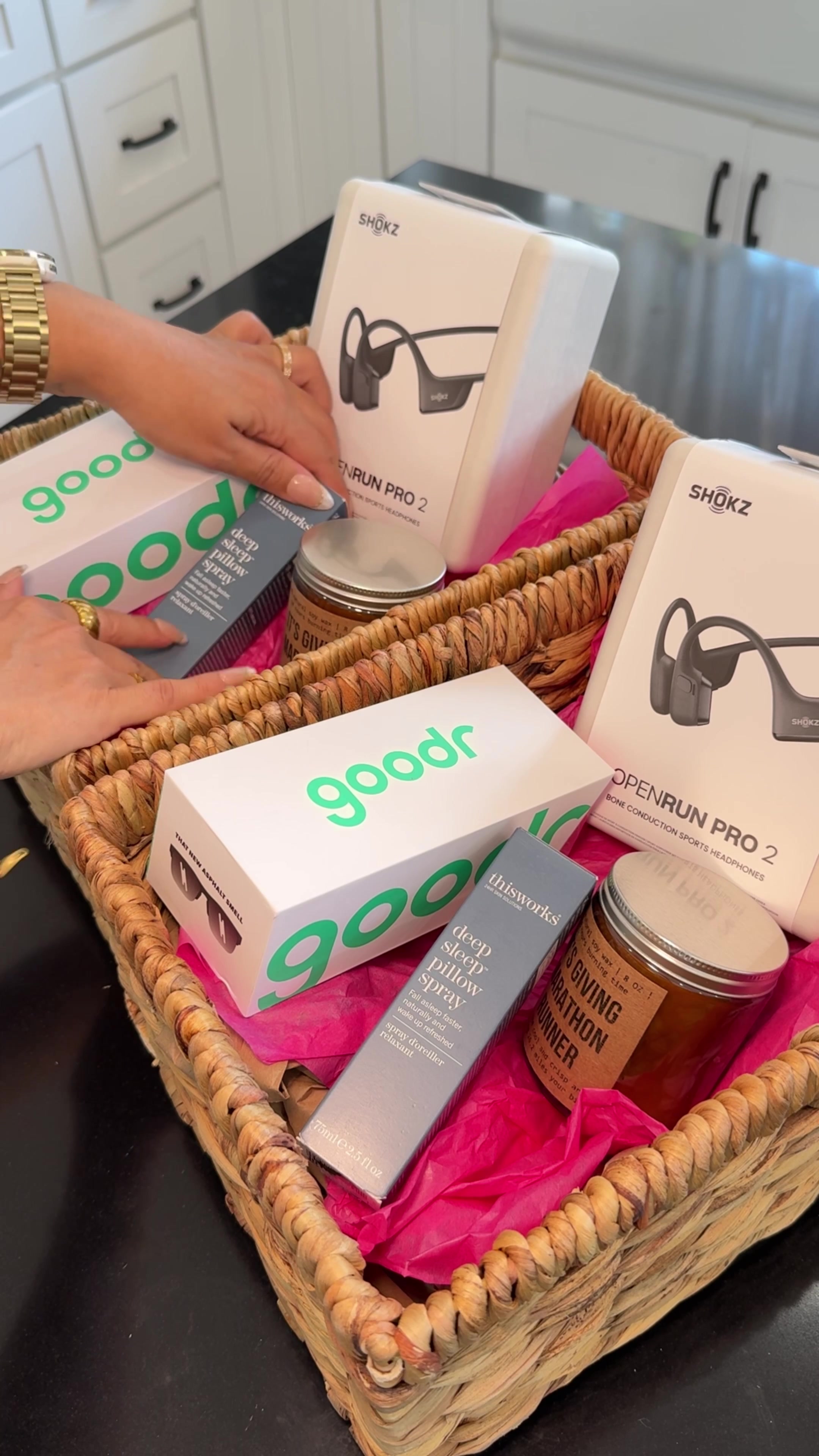 TikTok post by @beautyybird for Goodr. Caption reads: [...] Headphones @Shokz Sports Sunglasses @goodr....