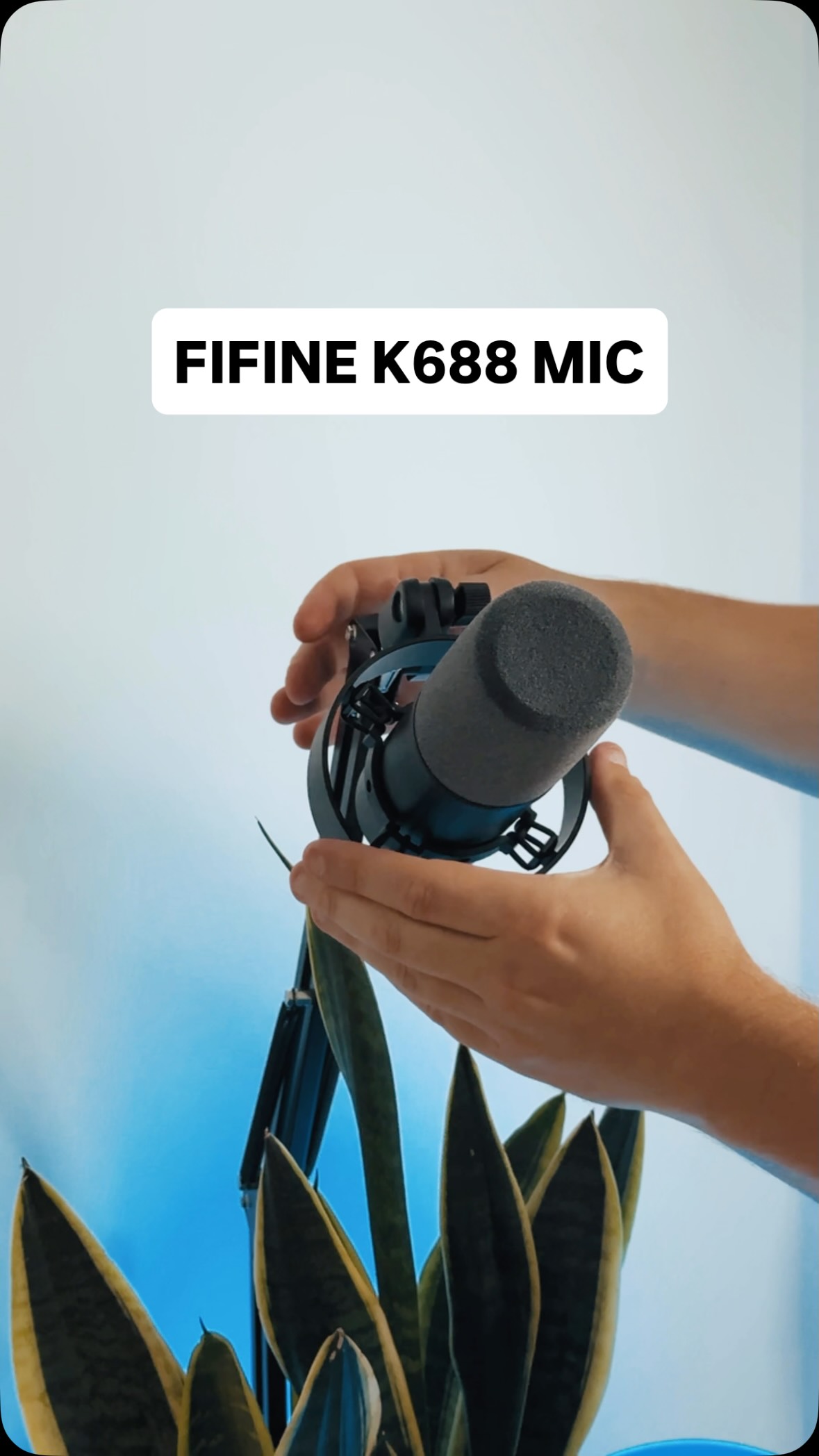 Instagram post by @tocbgaming for FIFINEMICROPHONE. Caption reads: Meet the @fifinemicrophone K688 — the sleek....