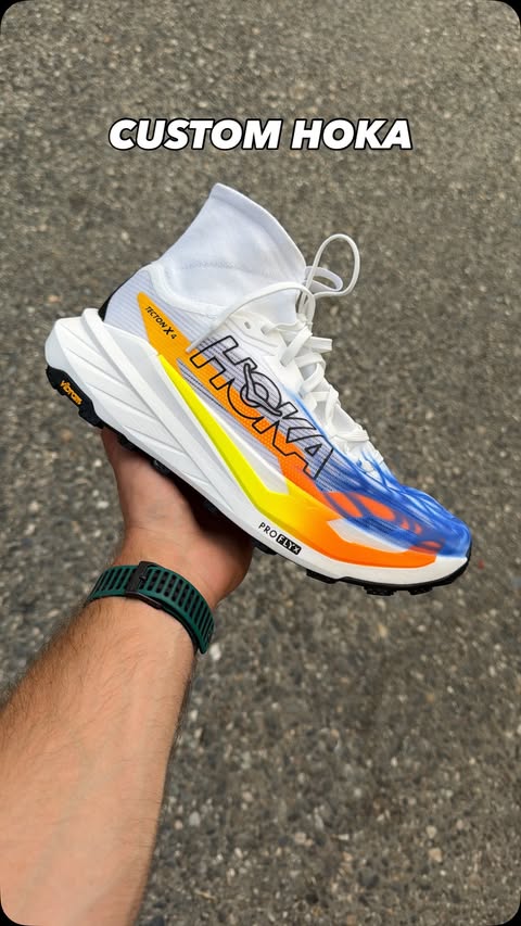 Instagram post by @jeremymille.r for HOKA. Caption reads: UTMB Race Week with @hoka 🔥 This week has been....