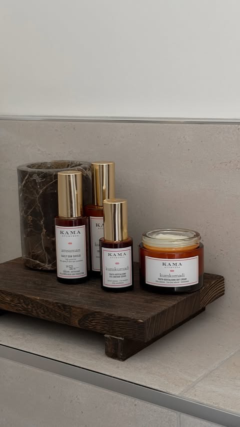 Instagram post by @donna.bartoli for Kama Ayurveda. Caption reads: ad I definitely think doing my skincare, is the....