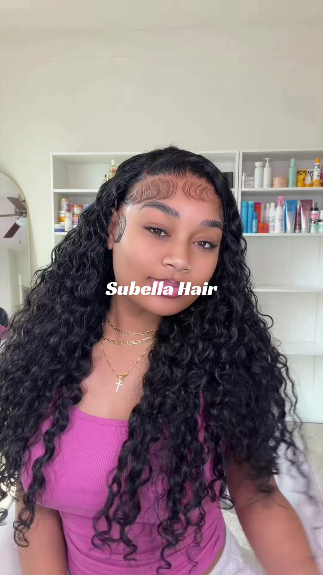 TikTok post by @simplyprettyy for Subella Hair. Caption reads: [...] loveee with this deep wave unit from....