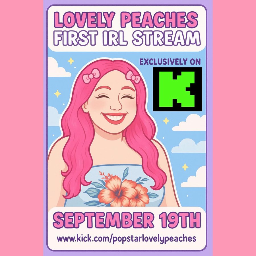 Instagram post by @lovelypeachespopsinger100 for Kick. Caption reads: [...] IN WEST VIRGINIA WILL BE LIVE STREAMED ON....