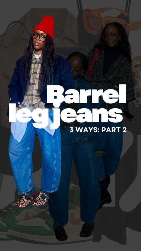 Instagram post by @oyulemuchura for Vinted. Caption reads: Styling a pair of barrel leg jeans 3 ways. Part 2.....