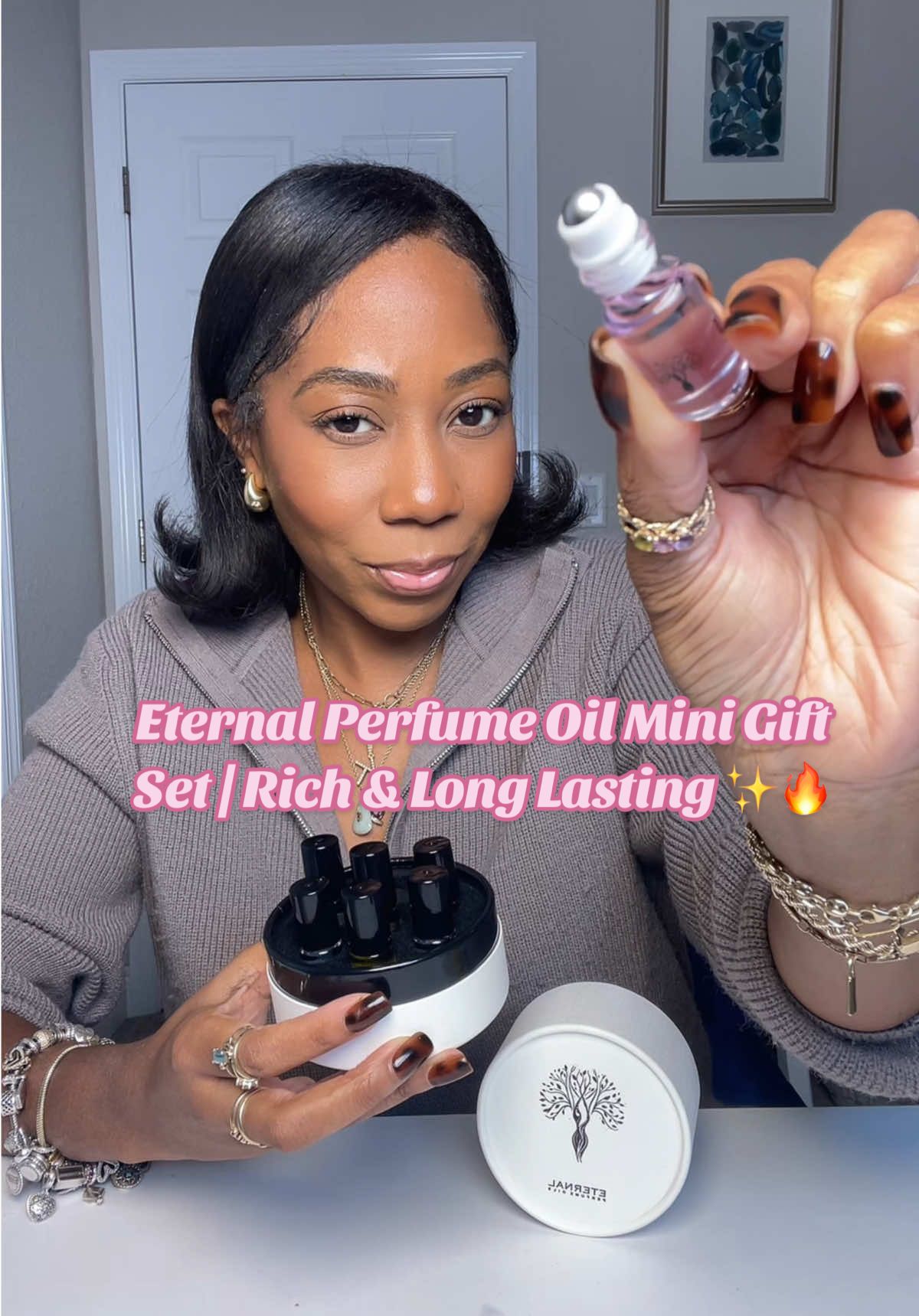 TikTok post by @turah21 for Eternal Perfume Oils. Caption reads: [...] Inspired by Iconic Fragrances ‼️ @Eternal....