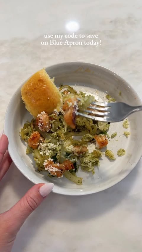 Instagram post by @askinem for Blue Apron. Caption reads: Mealtime has never been this easy and delicious!....