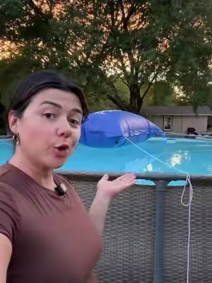 TikTok post by @christinasciblo for Poolhacker. Caption reads: [...] #poolpillow #pooltips #pooltok....