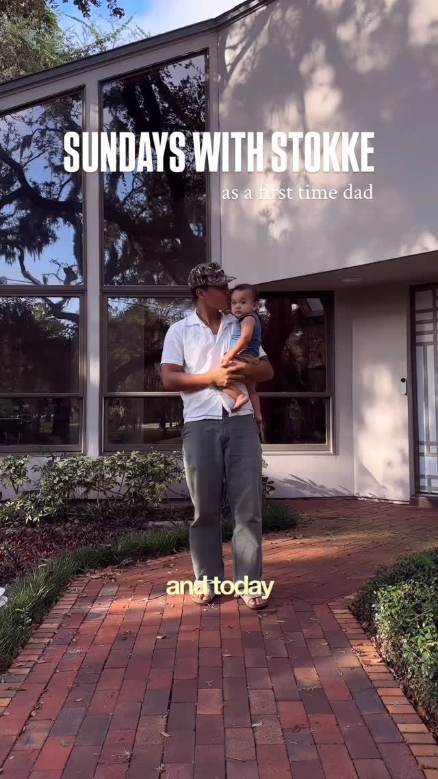 Instagram post by @tonytran for Stokke. Caption reads: Sunday mornings spent in the outdoors with Everest....