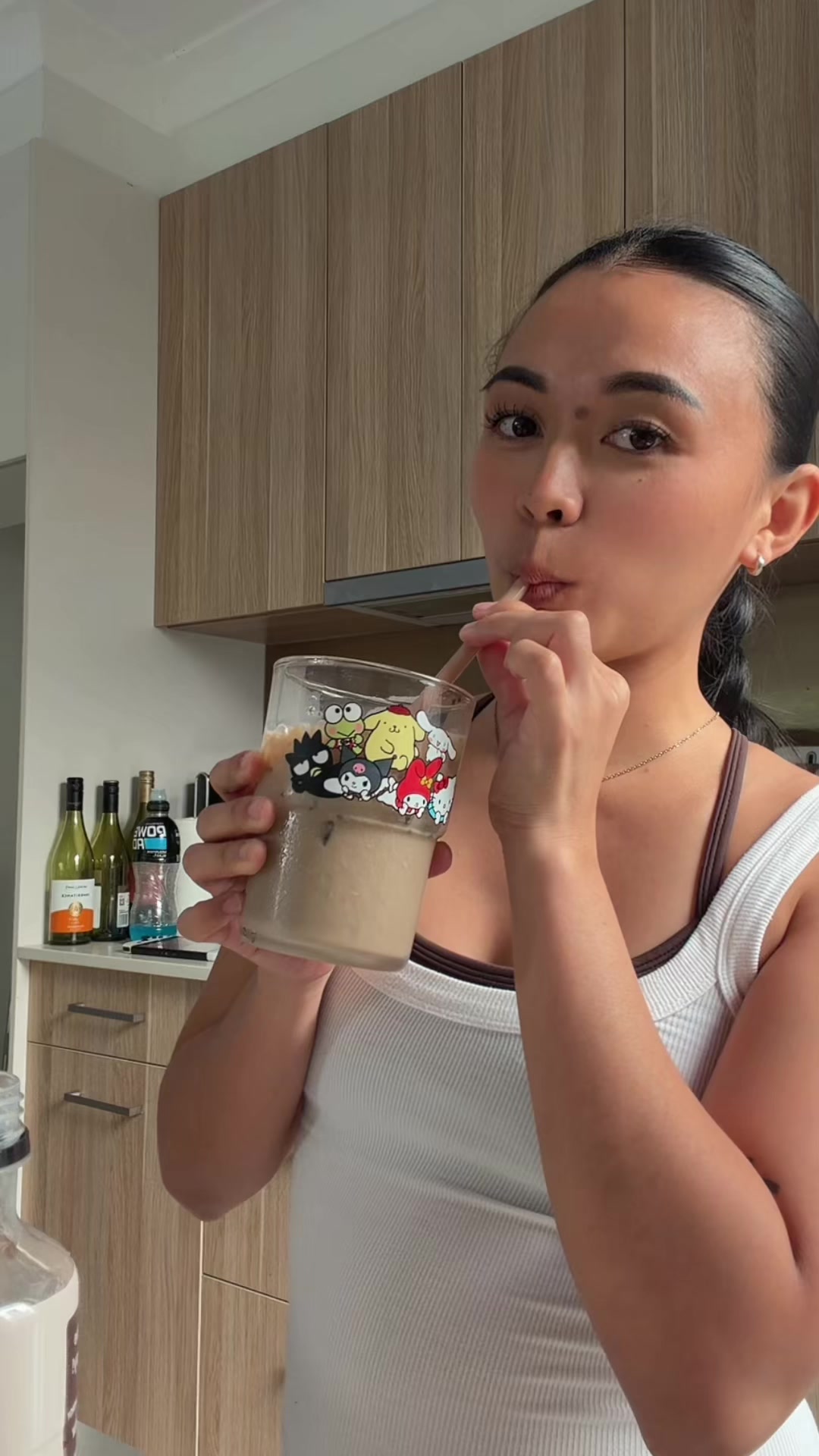 TikTok post by @sweetlifeofrhea for OxyShred Energy. Caption reads: [...] enjoying my coffee. Win-win. 🙌....