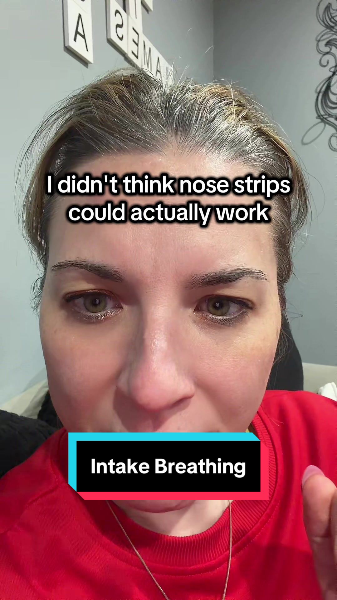 TikTok post by @sparkletiktokshopmama for Intake Breathing. Caption reads: [...] think nose strips actually work....