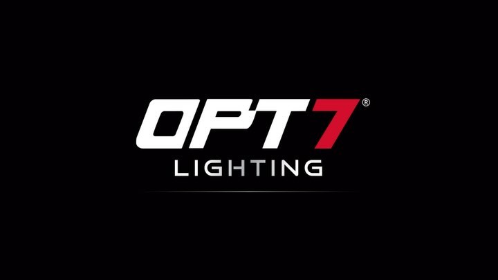 Instagram post by @thatwhite_trdpro for OPT7 Lighting. Caption reads: Installing the @opt7lighting Redline Parlux Triple....