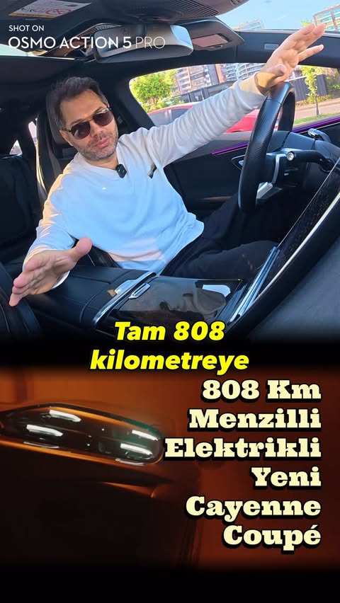 Instagram post by an influencer for Porsche. Caption reads: [...] dedirten elektrikli yeni Porsche Cayenne....