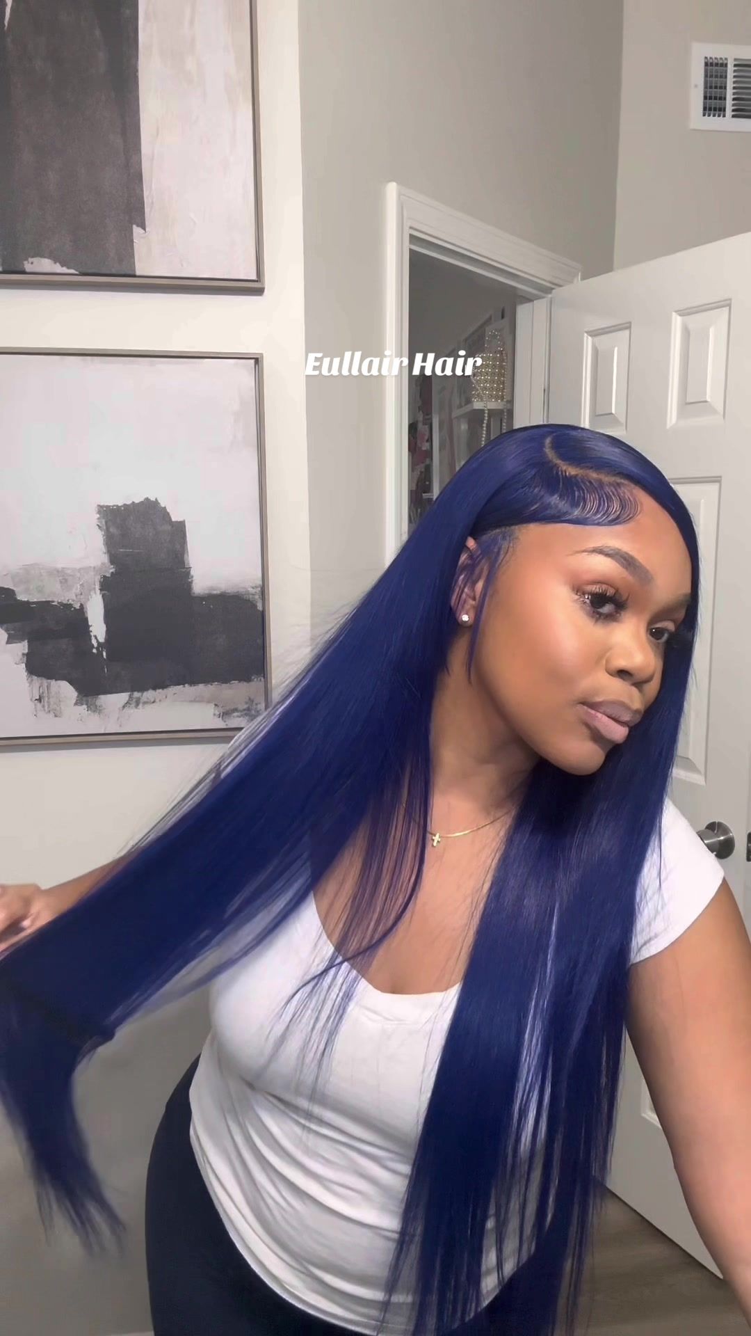 TikTok post by @tearashanice for Eullair. Caption reads: Feeling blueee 💙🥶@eullair Hair @eullairhair....
