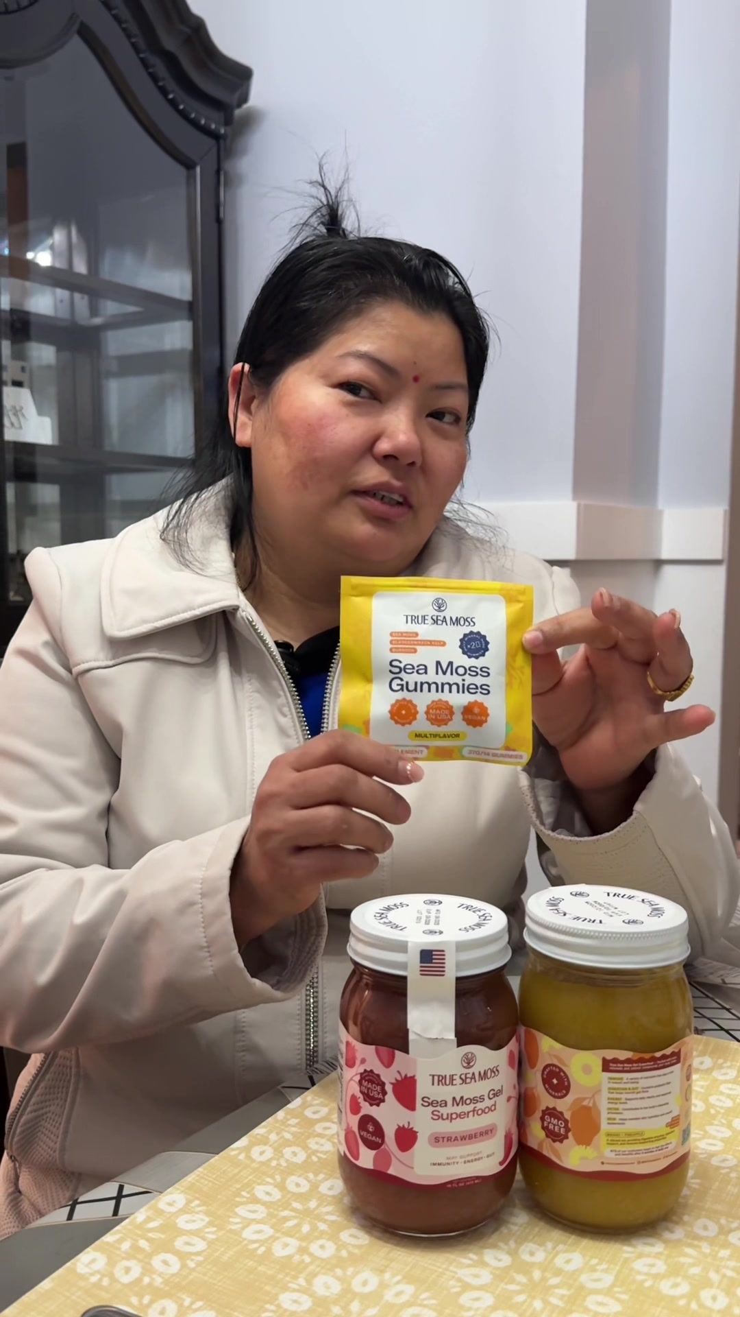 TikTok post by @kan_chi248 for TrueSeaMoss. Caption reads: #fyp #tiktokshopfinds @trueseamoss Amazing tastes....