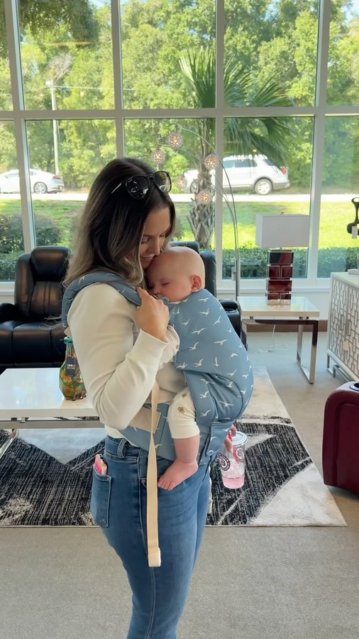 Instagram post by @camenyoungblood for Baby Tula. Caption reads: I just got the new @babytula Explore mesh carrier....