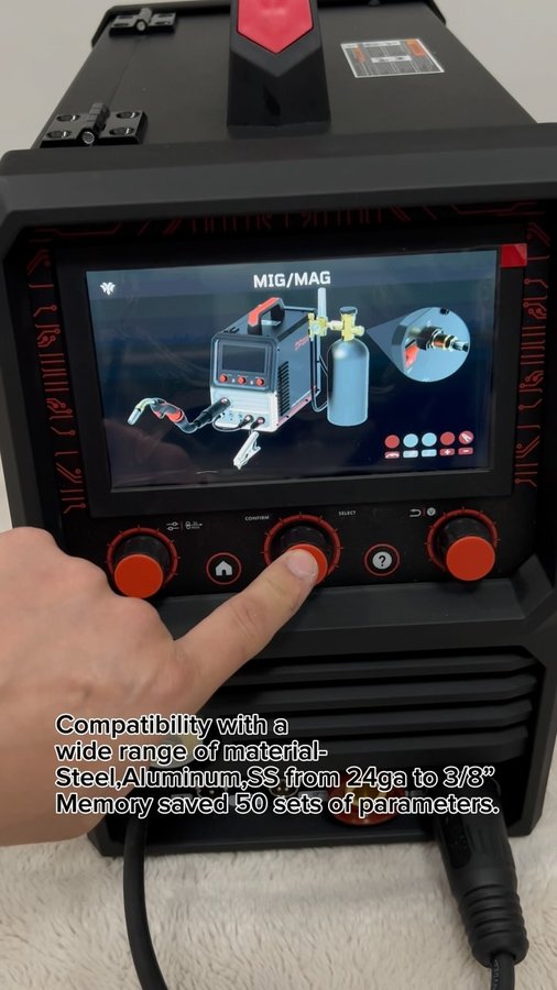 Instagram post by @vanthefabricator for YesWelder. Caption reads: #Unboxing Yeswelder DP 200 5-in-1 #MIG #welding....