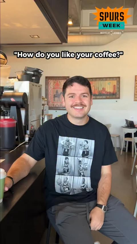 Instagram post by @mananaatx for Ledger. Caption reads: Coffee is best with our Spurs Fam 🫂 📲 Text....