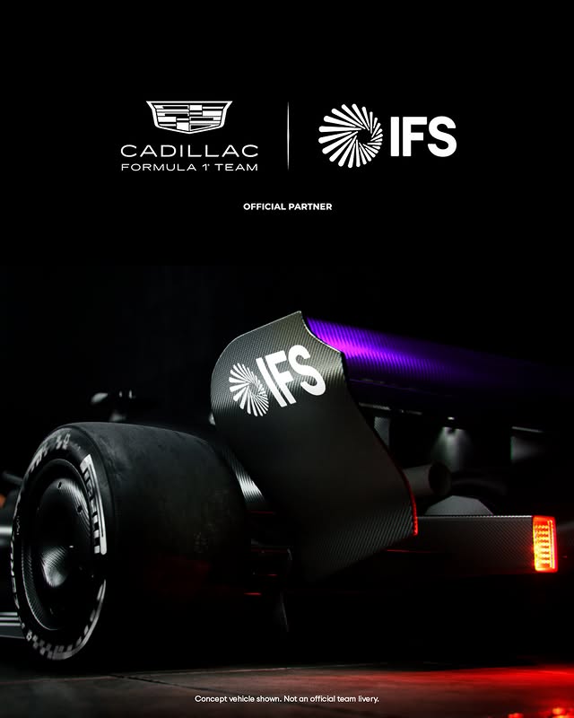 Instagram post by @ifs.ai for Cadillac. Caption reads: [...] an Official Technology Partner to the....