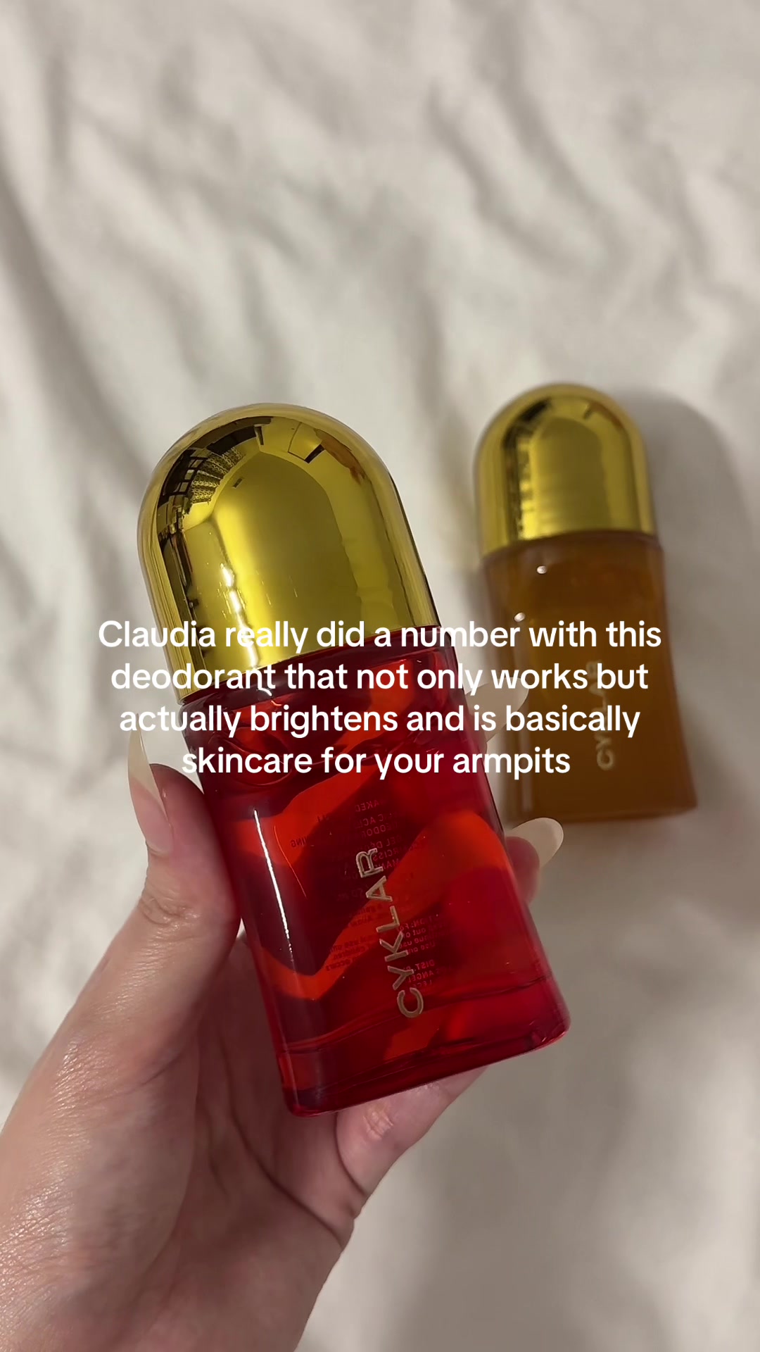 TikTok post by @carewithmi for CYKLAR. Caption reads: [...] it and I actually can stand behind #cyklar....