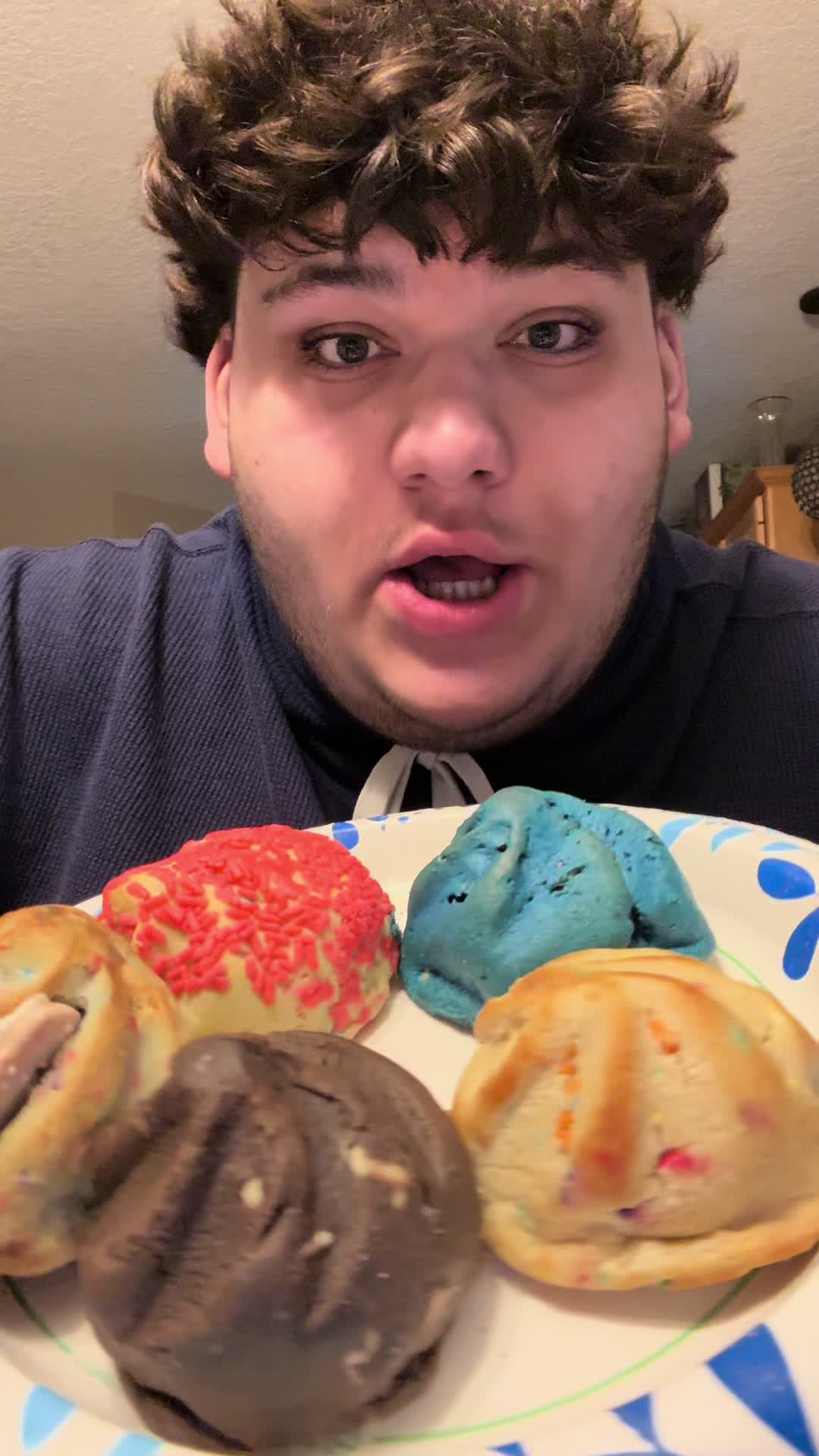 TikTok post by @geloeatz for Fat & Weird Cookie. Caption reads: Cookie dessert MUKBANG🔥🔥 @Fat & Weird Cookie....