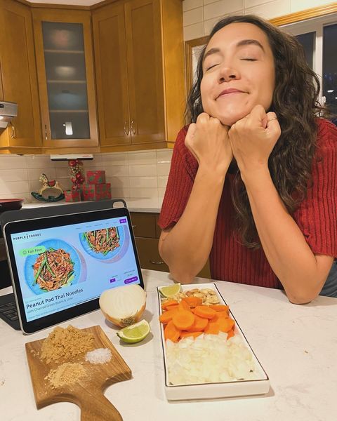 Instagram post by @missfenderr for Purple Carrot. Caption reads: she’s a food blogger now 💁🏻‍♀️😘 (almost didn’t....